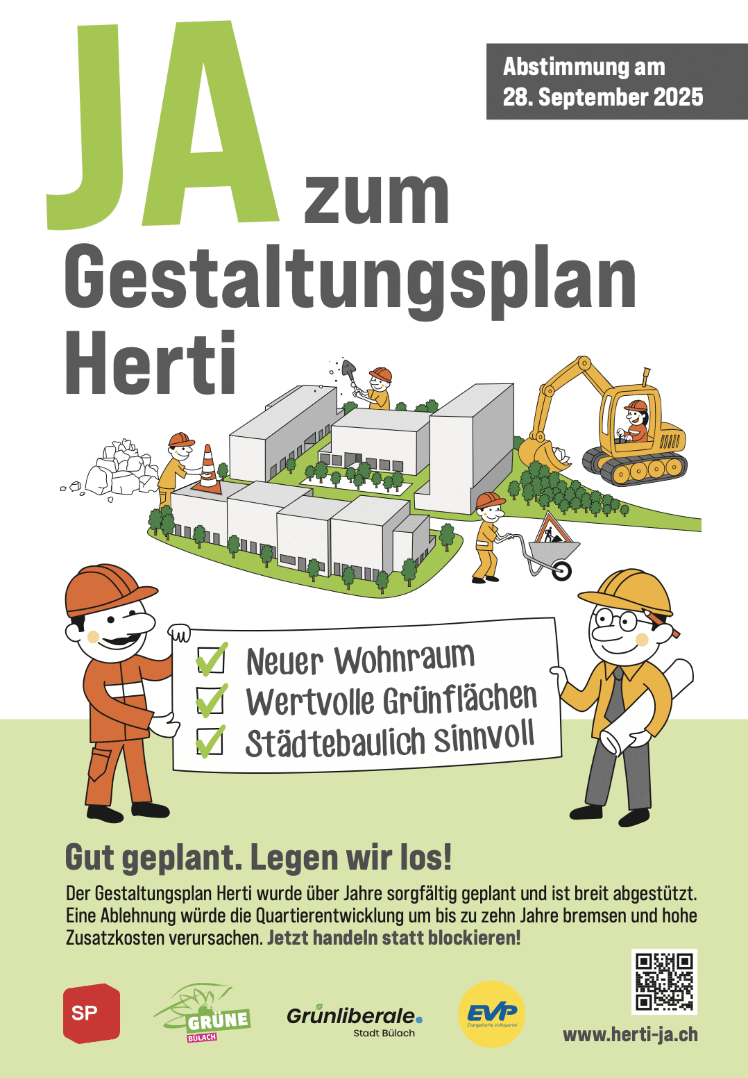 Plakat Ja zum Gestaltungsplan Herti